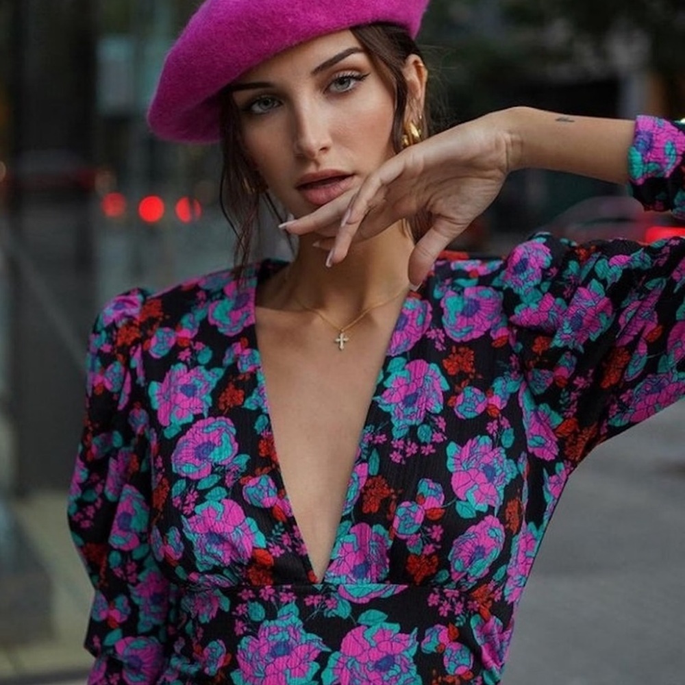 ZARA Floral Puff Sleeve Mini Dress size S - Picture 5 of 10